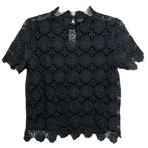 Witchy Who What Wear Sheer Crochet Top Size Small Black Whimsigoth Fairy Goth